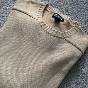 Lands' End Men's Tan Crewneck Sweater Size Large 42-44 100 Cotton Made‎ USA